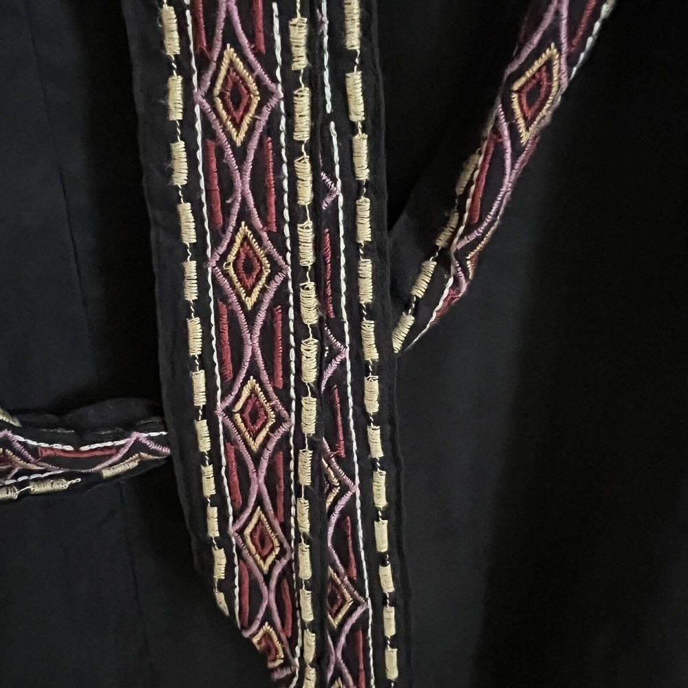 Johnny Was NWOT Sz 1X Fairlie Midi Dress Long Slv Embroidered Boho Black Belted - Picture 7 of 10